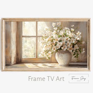 Cornice per vaso floreale rustico, decorazione TV: finestra vintage, arredamento in stile fattoria (download digitale)