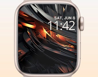 Abstract Black and Orange Smartwatch Wallpaper | Futuristic Design (Digital Download)