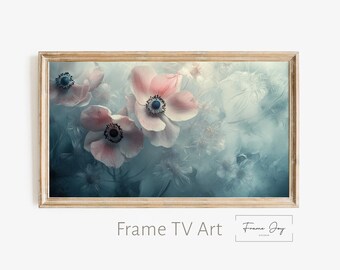 Grafika kwiatowa z różowym anemonem na ramkę Samsunga (do pobrania cyfrowego)