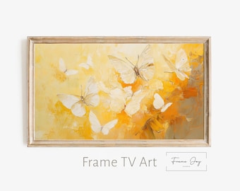 Yellow Butterfly Impasto Art: Samsung Frame-tv, bohodecor (4K digitale download)