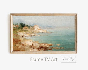 Coastal Seascape Painting for Frame TV | Textured Beach Art (Digital Download)