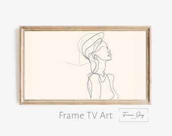 Minimalistyczna grafika z wizerunkiem kobiety na telewizorze Samsung Frame (pobranie cyfrowe 4K)
