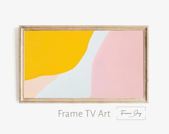 Abstract Frame TV Art: Pink & Yellow Modern Digital Download (4K Resolution