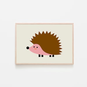 Stampa artistica di riccio, poster di animali, decorazione per la cameretta dei bambini, stampa minimalista