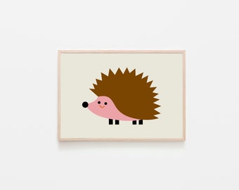 Illustration of a hedgehog, poster, art print
