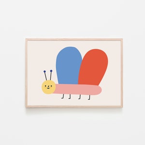 Stampa artistica con farfalla, stampa colorata, poster per la decorazione della cameretta dei bambini, stampa animalier