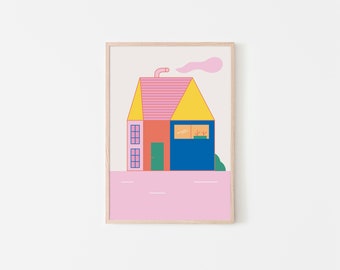 Illustration of a small house, poster, art print