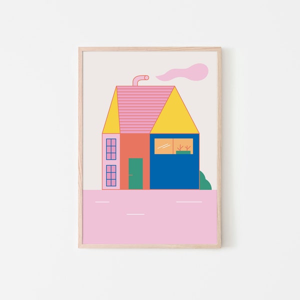 Illustration eines kleinen Hauses, Poster, Art Print