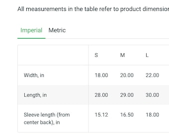 Size Chart -