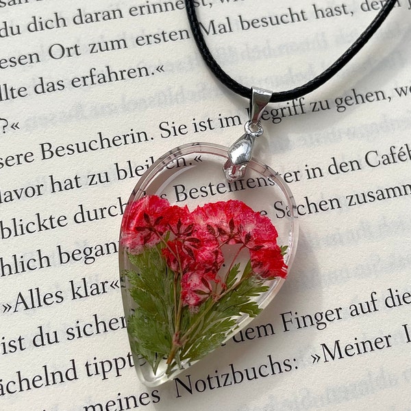 Kette Trockenblumen Epoxidharz Anhänger Geschenk Schmuck Design Kunstharz