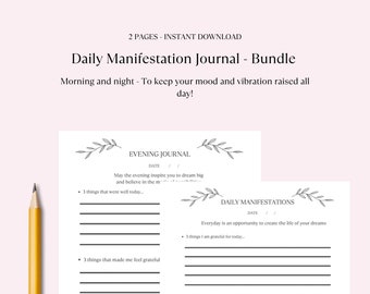 BUNDLE - Daily Manifestation Journal, Journal pages, Journal prompts, Manifesting for Morning and Evening