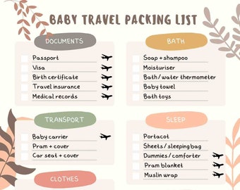 Baby travel / holiday essentials - Packing list