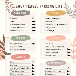 Baby travel / holiday essentials - Packing list