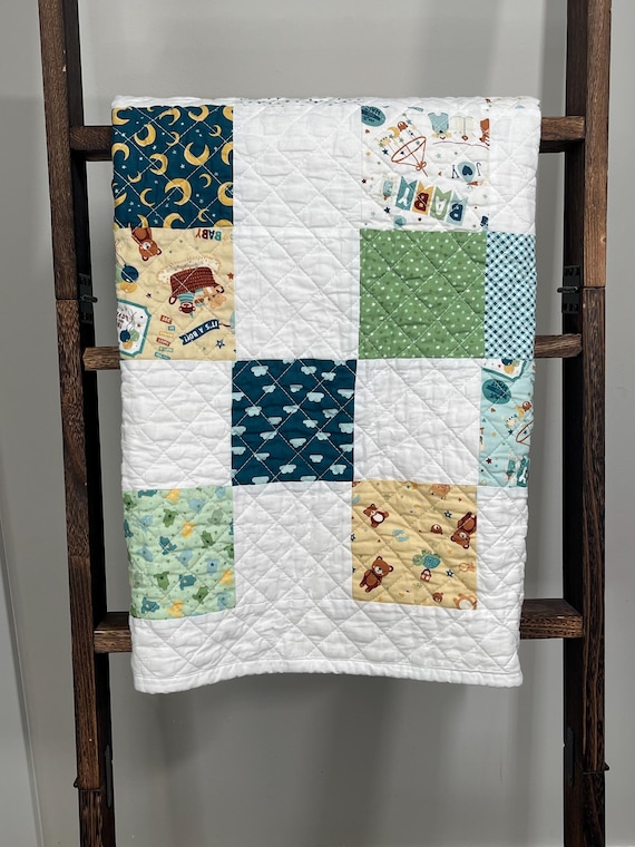 It’s A Boy!  Handmade Quilted Baby Blanket – Nursery Heirloom