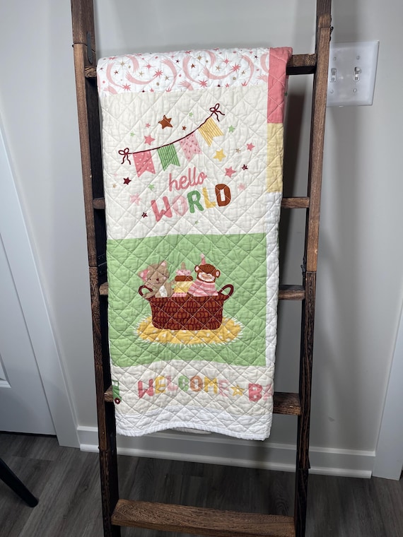 Hand-Quilted Heirloom Baby Blanket – "Cute as a Button" & "You Are So Loved"