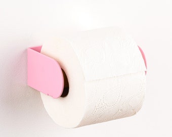 Modern Toilet Paper Holder - Peleton Pink. Hang with 3M VHB strip or coloured screws (both included). Dutch Design