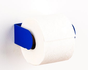 Modern Toilet Paper Holder - Peleton Blue. Hang with 3M VHB strip or coloured screws (both included). Dutch Design