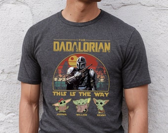 Personalisierte Dadalorian Shirt, benutzerdefinierte Vatertag Shirt mit Kindernamen, dies ist die Weise Shirt, Papa und Baby Matching, Ehemann Opa Geschenk