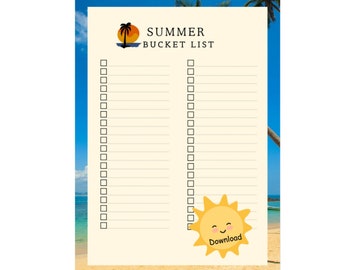 印刷用の夏のやりたいことリスト テンプレート、2 つのバージョンの夏のやることリスト