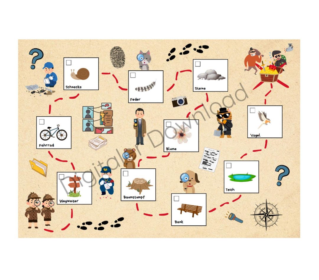 Detektiv Schatzkarte F r Kinder Schatzsuche Spiel Zum Selber 