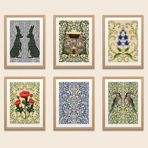 Arts and Crafts Cartes et gravures Collection botanique de six belles illustrations Un hommage à William Morris