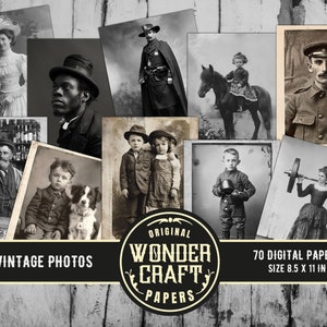 The Vintage Photo Portrait Collection, 70 Large Images & 5 Collage Sheets for junk journals, Digital Art, Old Portrait Photographs