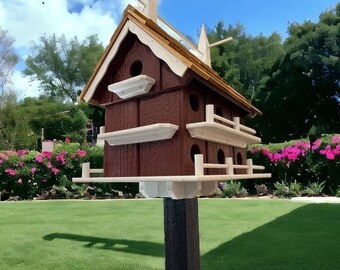 Large colonial martin bird house figure Wooden painted bird feeder Detailed massive house for birds Handmade Amish products