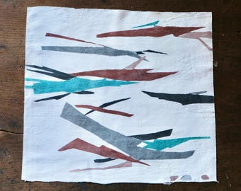 Vintage Japanese kimono silk textile Ryukyu Bingata okinawa Japanese mountain(b-21)