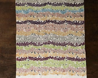 Vintage Japanese kimono silk textile Ryukyu Bingata Okinawa bamboo wave pattern (b-34)