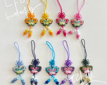 Ciondoli tradizionali coreani a forma di farfalla (norigae) per hanbok, cinturino fatto a mano.