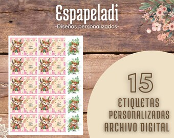 Descarga Digital de Etiquetas Escolares, personalizadas para Impresión. Archivos PNG y PDF. Custom Labels: Digital File for Printing.