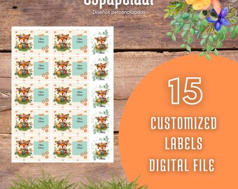 Digital download of school labels, personalized for printing. PNG and PDF archives. Custom Labels: Digital File for Printing.