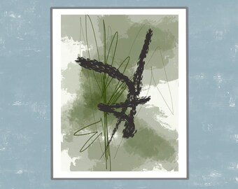 Misty Greens Wall Art - Stampa artistica digitale con fogliame naturale - Pittura foresta sempreverde - Paesaggio astratto - Regalo d'arte per la decorazione dell'home office