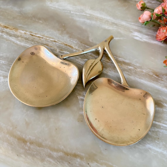 Vintage Solid Brass Double Apple Dish - image 3