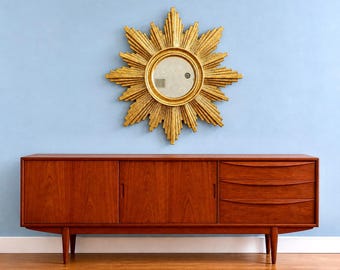 Authentic Ethan Allen 26” Gold Sunburst Mirror – Antique Finish