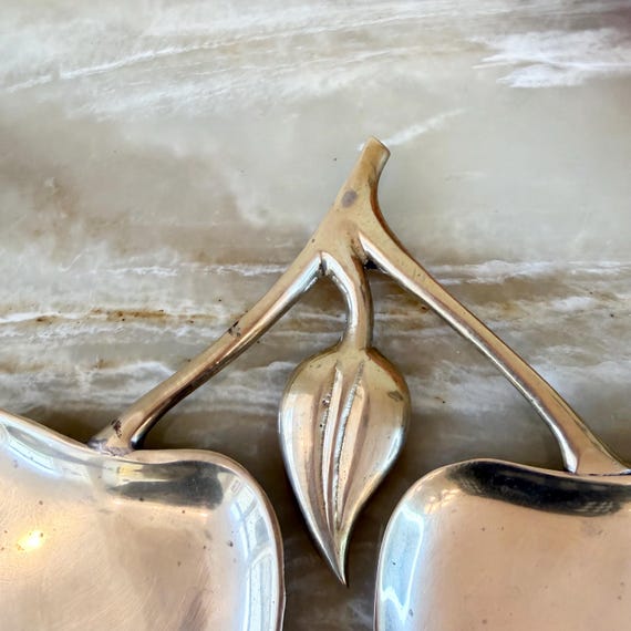 Vintage Solid Brass Double Apple Dish - image 4