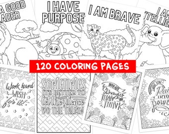 120 animals, inspiration and motivation coloring pages for kids