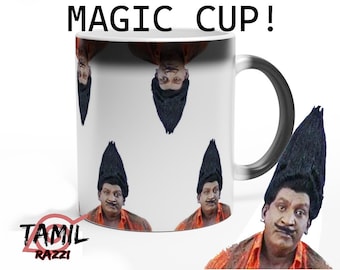 Magiczny kubek Vadivelu, zabawny prezent dla kina tamilskiego, zmieniający kolor kubek do kawy