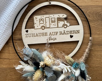 Türkranz "Wohnmobil", Türschild für Wohnmobil, personalisiertes Camper Schild aus Holz, Zuhause auf Rädern