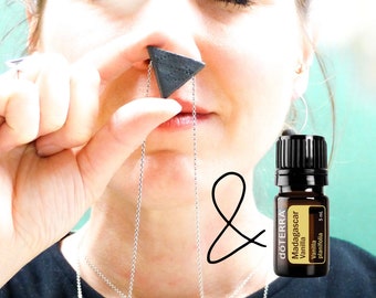 Kit* AROMAjewellery 925er Kette lang #BLACKTRIANGLE & ätherisches Öl Vanille 5ml von doTERRA