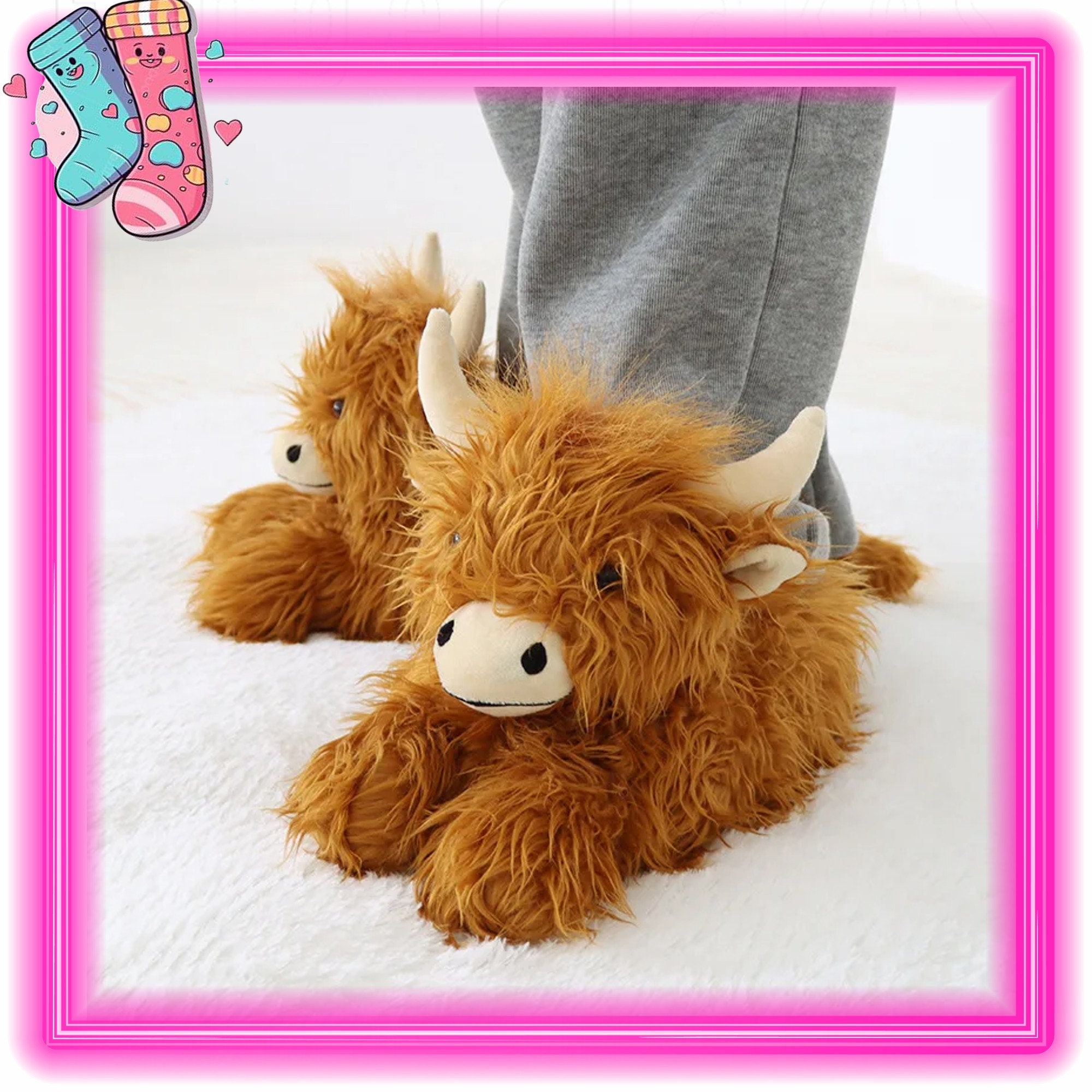 Dunelm Highland Cow Slippers Brown - ShopStyle