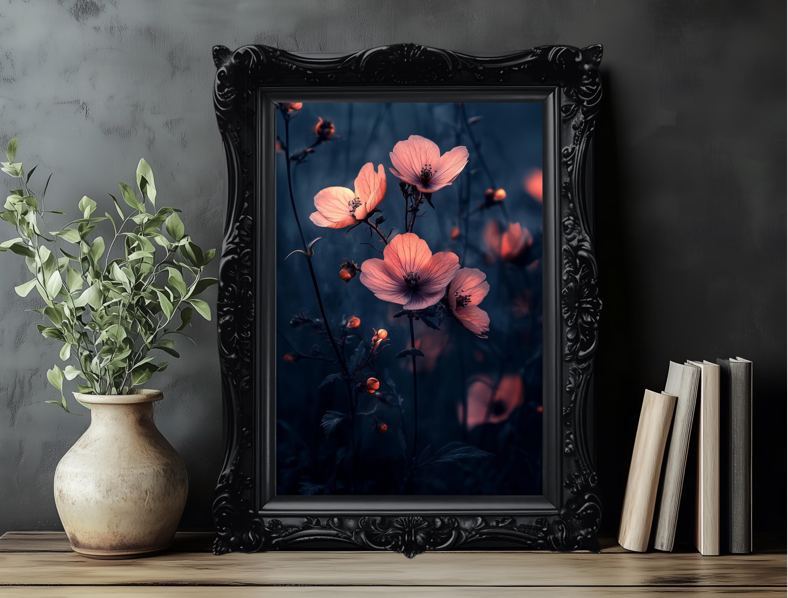 Moody Prints, Dark Academia Decor, Rustic Gallery Wall Art, Large Framed Floral Prints for Living Room & Bedroom,  Housewarming Gift