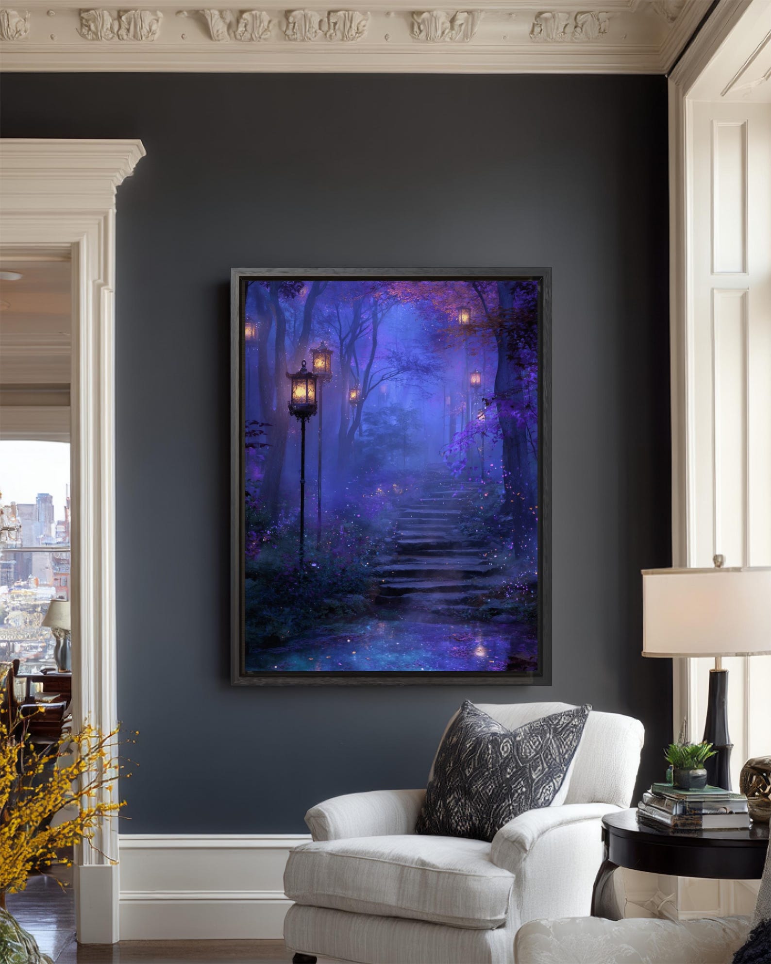 Enchanted Forest Path Wall Art, Dreamy Purple Canvas Print, Mystical ...