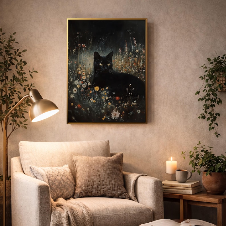 Dark Academia Cat Print Cottagecore Wall Art - Etsy