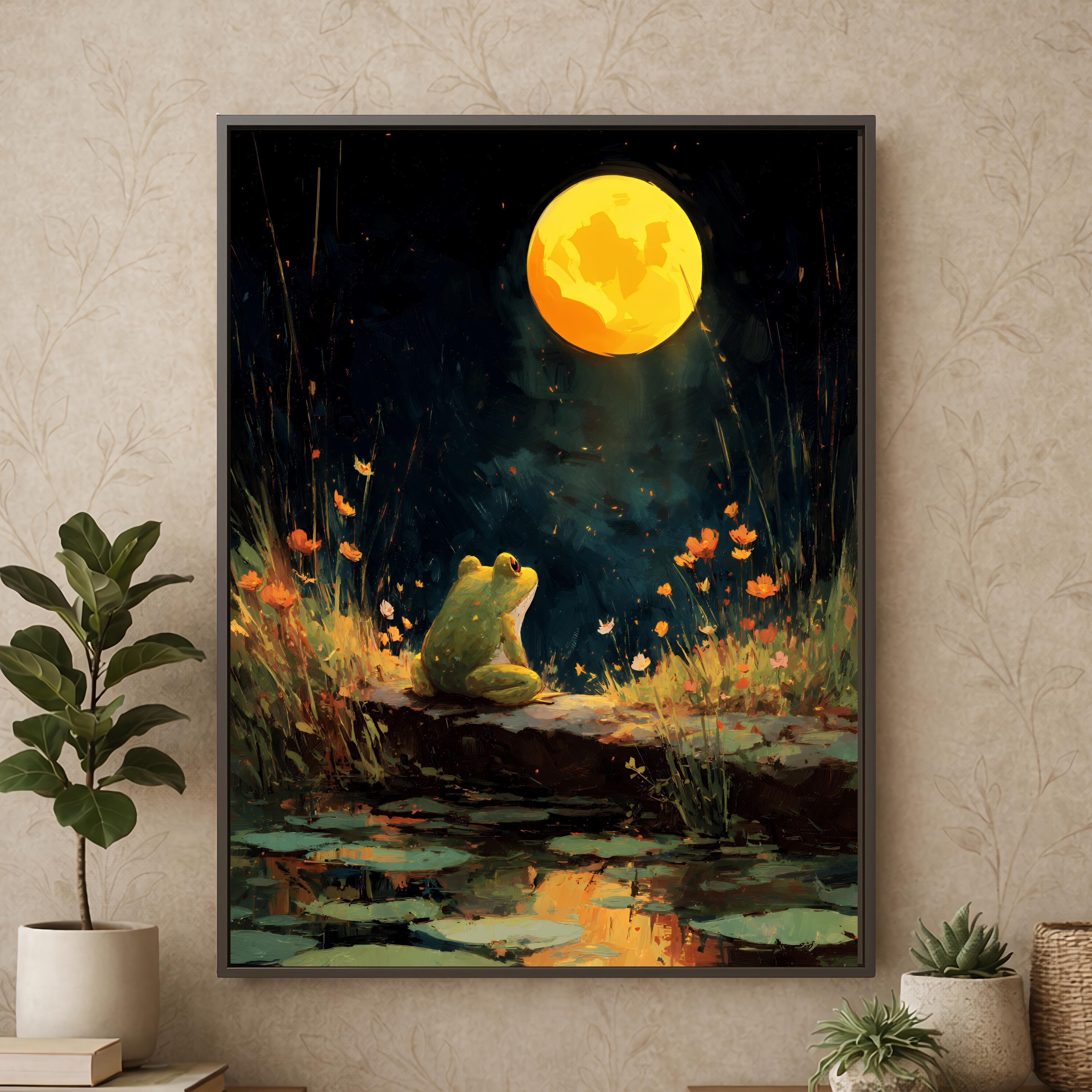 Magical Night Frog, Under Full Moon Dreamy Nature Inspired