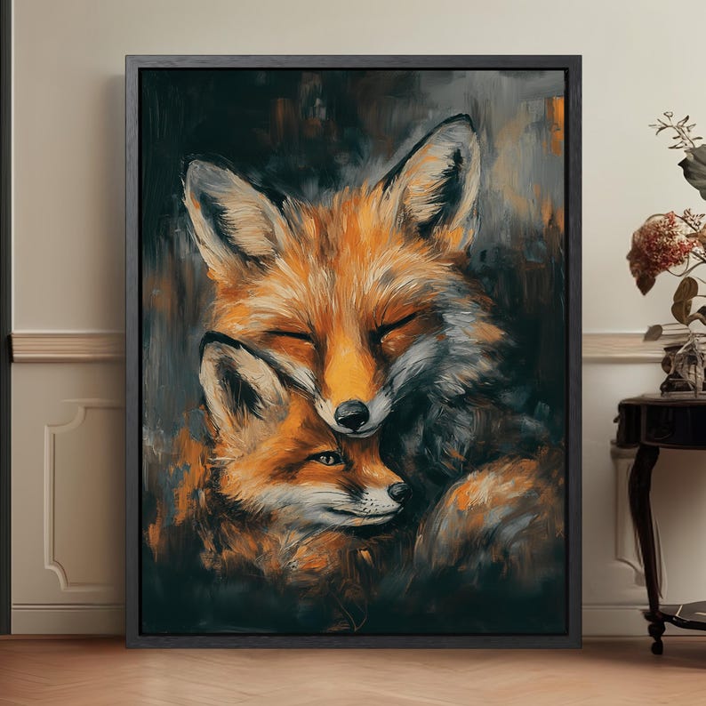 Rustic Fox Image Rustic Fox Print: Moody Woodland Animal Illustration, Vintage Style - Etsy