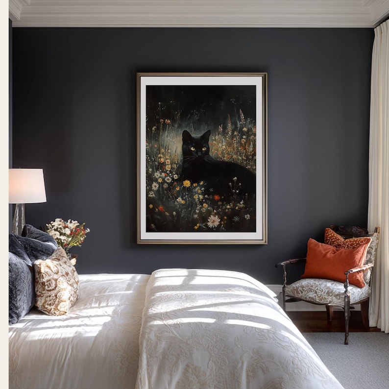 Dark Academia Cat Print Cottagecore Wall Art - Etsy