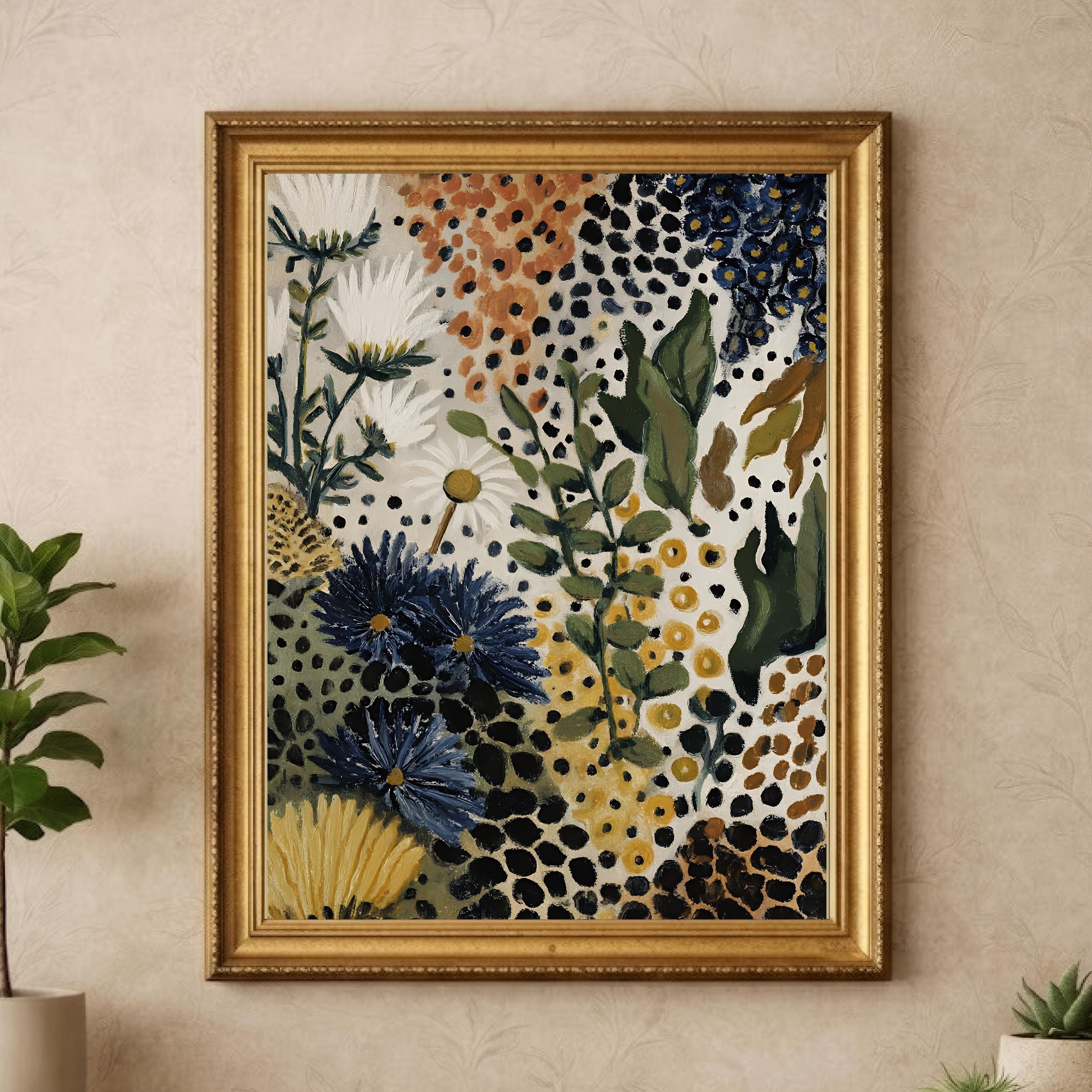 Modern Abstract Floral Wall Art Print, Earth Tone Botanical Neutral ...