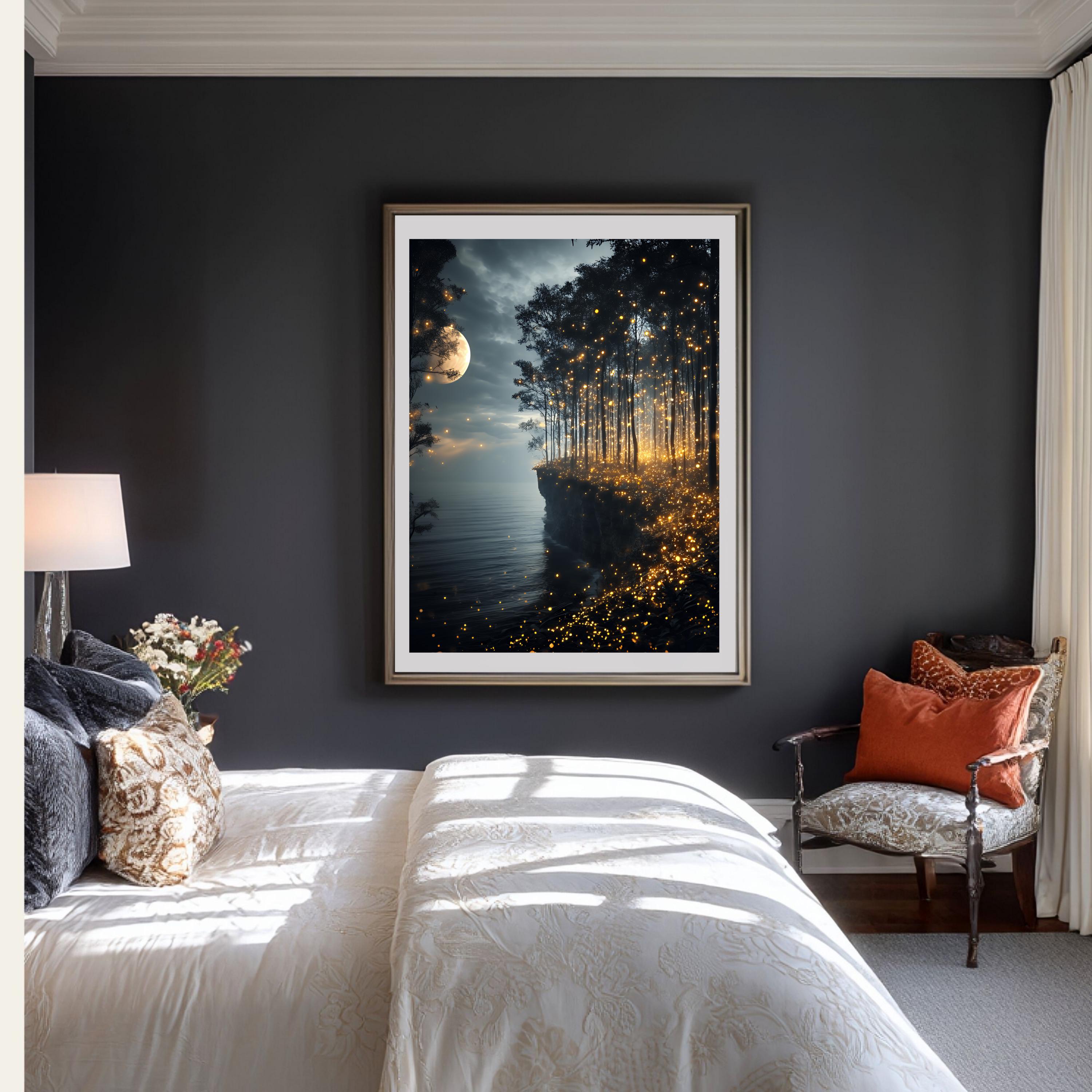 Fantasy Ethereal Night Sky Wall Art Print, Gothic Forest Home Decor ...