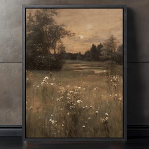 Dark Vintage Landscape Framed Canvas  Moody Wall Art, Antique Style Nature Print, Rustic Home Decor, Victorian Aesthetic, Gothic Art